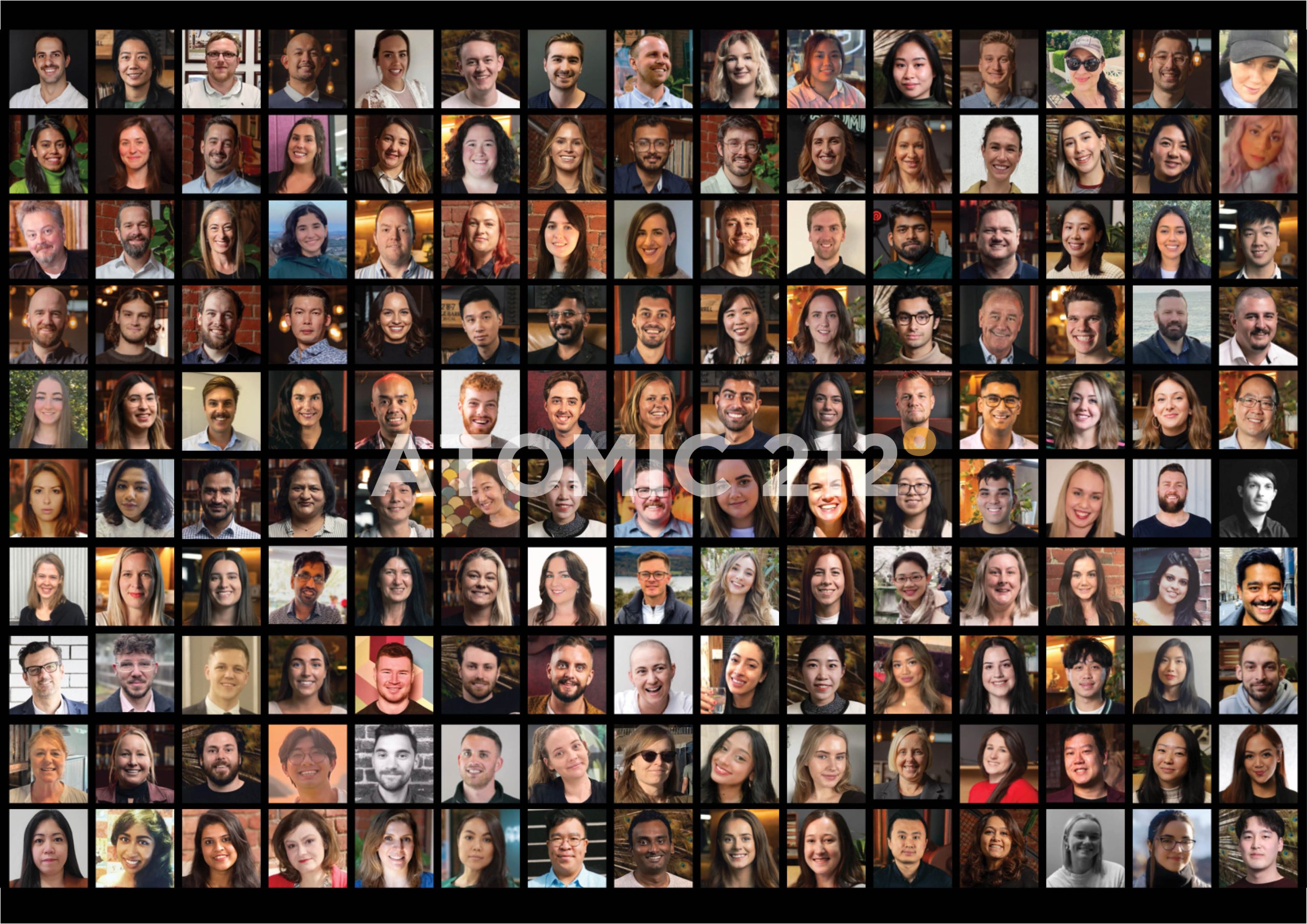 A large group picture of Atomic 212 employees